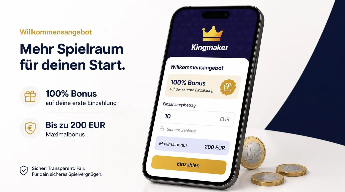 Casino-Bonusübersicht mit 10 € Mindesteinzahlung und bis zu 200 € Bonus auf die erste Einzahlung